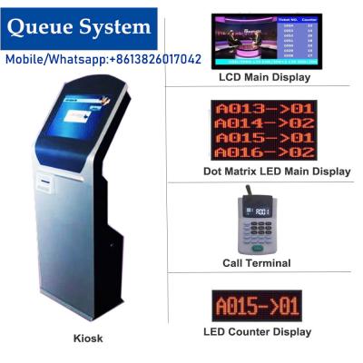 China Bank/Hospital/Clinic/Phamacy Wired and Wireless Touch Screen Ticket Dispenser Kiosk Queue System for sale