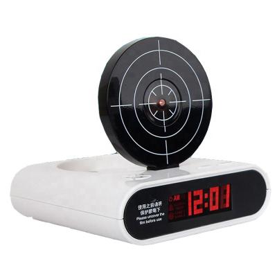 China Voice Radio Electric Time Setting Wake Up Toy Gun Shooting Alarm Clock for sale