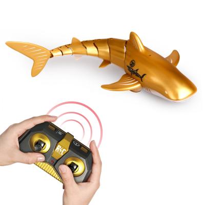 China 2.4G Gold Simulation Pool Boat Toy Remote Control Fish Animals Rc Waterproof Whale Shark In Water River for sale