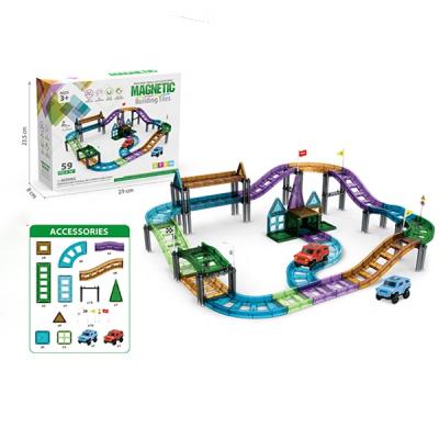 China There Are Sale 59PCS Classical Amazon Top Various Combinations Educational Creative Magnetic Brick Toy Car Race Track Building 3d Materials Block Sets for sale