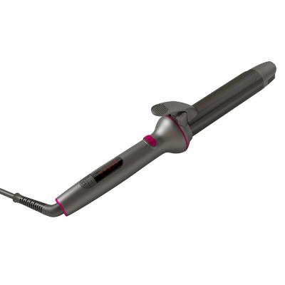 China Salon Private Label LCD Hair Curler Titanium Barrel Titanium Wand Curling Iron for sale