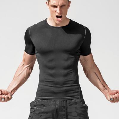 China Men's Gym Sports Fitness Shirts Quick Dry Mens Breathable Compression Shirt Workout for sale