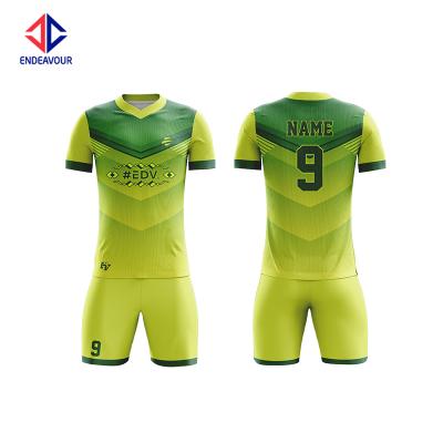 China Menswear 100% Antibacterial Polyester Soccer Uniform With Free Logo And Team Name for sale