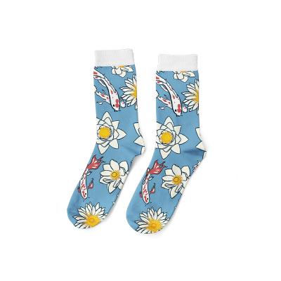 China Breathable OEM Personalized Logo Custom Design Pattern Polyester Socks For Sublimation for sale