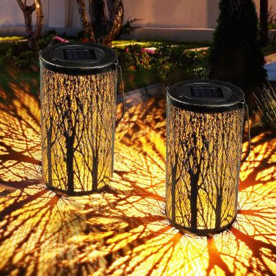 China Solar Garden Lantern Led Lights Outdoor Waterproof Decorative Halloween Spotlight Pattern Hanging Lamp For Garden for sale