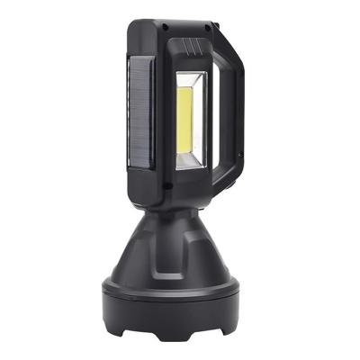 China Mini Outdoor Rechargeable Solar Powered Led Light Tactical Spotlight Emergency Handheld Work Spotlight Flashlight With COB Lantern for sale