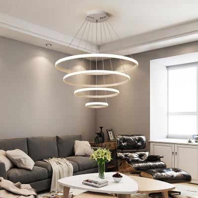 China Modern Minimalist Acrylic 4 Rings Lighthouse Lighting Bar Restaurant Decoration LED Large Chandelier High Quality Pendant Lamp for sale