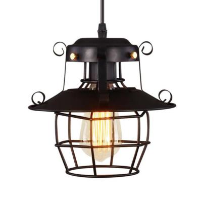 China Simple Head Lighting Industrial Retro Chandelier Industrial Single Attic Coffee Shop Clothing Store Iron Art Birdcage Chandelier for sale