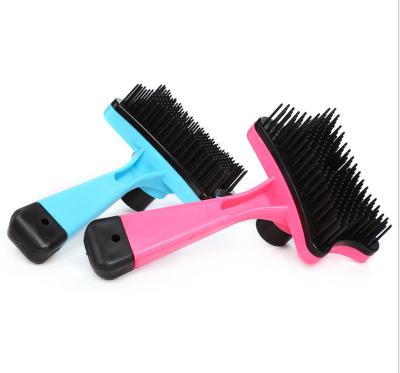 China New Viable Soft Rubber Bristle Grooming Pet Shampoo Brush Tool and Massage Self Cleaning Mold Slicker Brush for sale