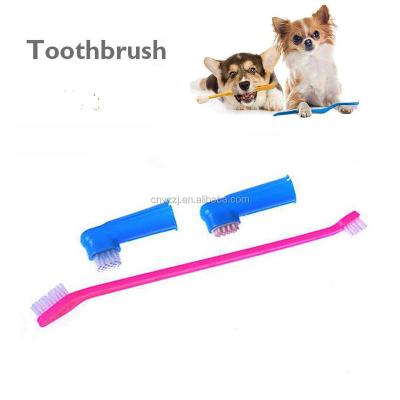 China 3PCS Sustainable Pet Dental Care Pet Teeth Cleaning Brush Kit Dual Head Brush and 2 Bonus Finger Brushes for sale