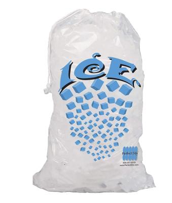 China Waterproof 9 inch ice cooling gel block cubic bags 20lb personalidad waterproof drawstring custom plastic freezer ice bag for ice drink for sale