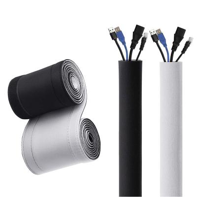 China Adjustable Cable Management Sleeve Neoprene Cord Organizer Cable Protection Sleeve with Free Cable Ties for TV PC Computer USB for sale