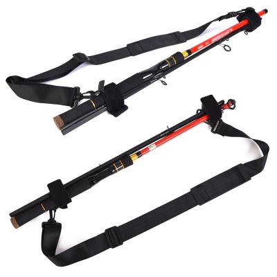 China Nylon Carry Strap Portable Adjustable Cloth Fishing Rod Carry Strap Sling Band Adjustable Shoulder Belt Travel Tackle Holder for sale