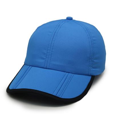 China Fashion cheap custom foldable advertising UV protection JOINT white curved brim quick dry 6 panel baseball cap sports hat for sale