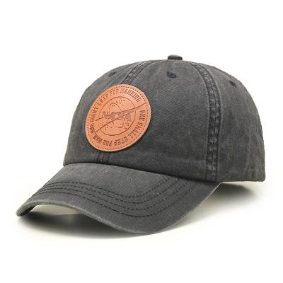 China NASA Popular Curved Leather Joint Logo Baseball Cap 6-Panel Brim Patch for sale