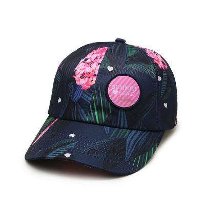 China JOINT 6-Panel Custom Patch Curved Brim Hat Embroidery Flowers Sport Baseball Cap for sale