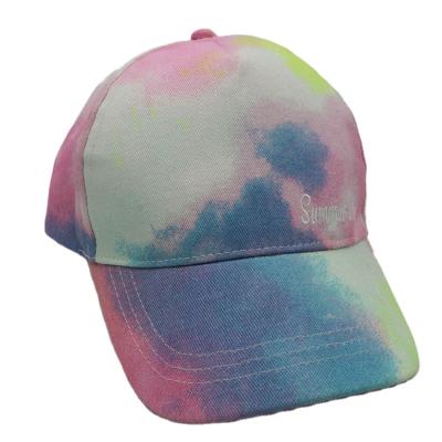 China 5 Panel Rainbow Irregular Printing Tie Dye Baseball Caps COMMON High Quality Custom Unisex Colorful Hats for sale