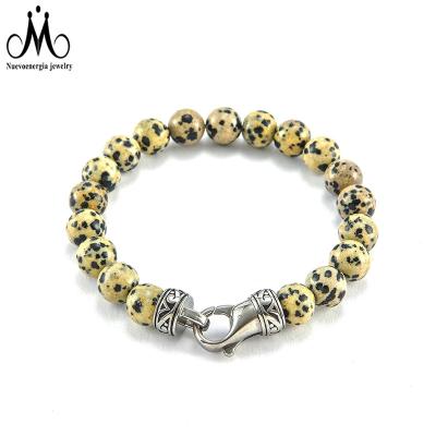 China Fashionable High Quality Handmade Bracelet Natural Bead10mm Spotted Stone Bracelet Men Jewelry for sale