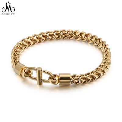 China Hip-hop Chunky Stainless Steel Bracelet Men's Bracelet Women's Gothic Punk Gold Stainless Steel Jewelry Gift Ideas For Him for sale