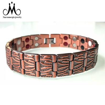 China Keep Healthy New Design Double Row Bio Magnetic Therapy Bracelet Red Copper Jewelry for sale