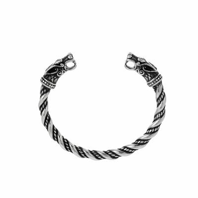 China CLASSIC Double Dragon Head Bracelet Adjustable Animal Polished Viking Bracelet Men Wristband Cuff Bracelets for sale