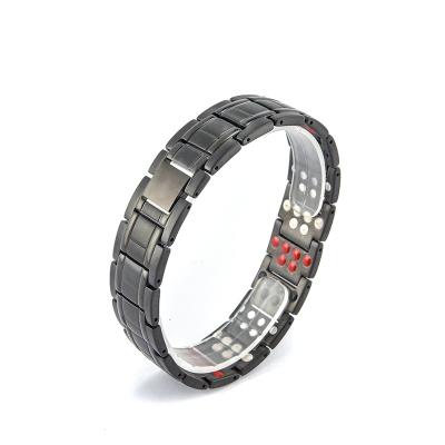 China Positive Fashion Energy Bracelet 4 Elements Titanium Magnetic Therapy Bracelet Black Plated Stainless Steel for sale