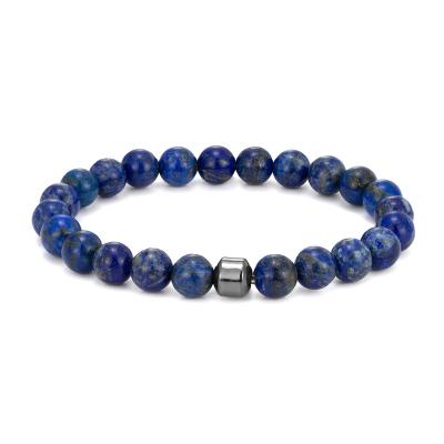 China Factory price beaded bracelet men CLASSIC natural stone beaded genuine lapis lazuli bangle bracelet for sale