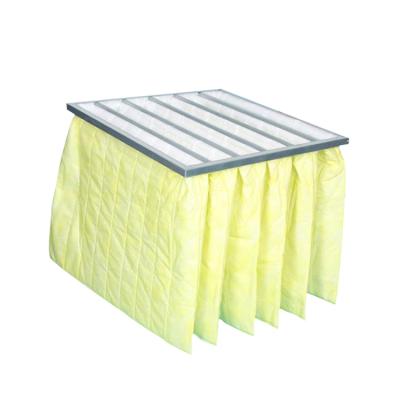 China Custom Made Aluminum Alloy Industrial Frame Hotels F8 Air Conditioning Pocket Yellow Air Filter Bags for sale