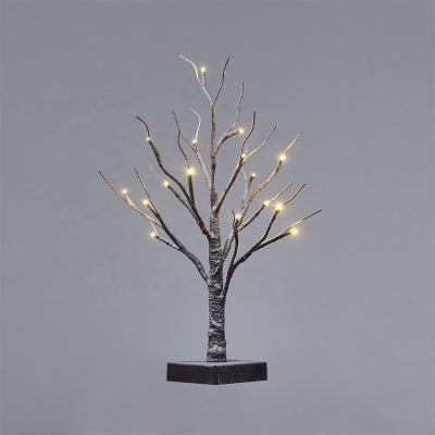 China Battery Operated Mini Snow Tree Snowy Birch LED Table Top Table Decoration Tree Lights for sale