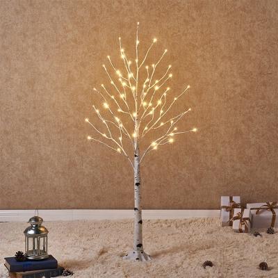 China Outdoor Tree Pre Lit Glitter LED Lighted Twig Birch Branch Artificial Tree 120cm 72 Lights Christmas Tree Decoration for sale