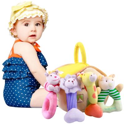 China Soft Toy Sonajeros juguete de bebe Wholesale Customized Plush Baby Shower Gifts Hand Gripper Sensory Soft Toys Soft Jingles With Firm for sale