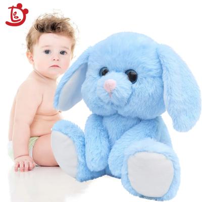 China Plush Customized Cute Blue Rabbit Plush Bunny Children Eater Toy Sound Doll Long Ears for sale