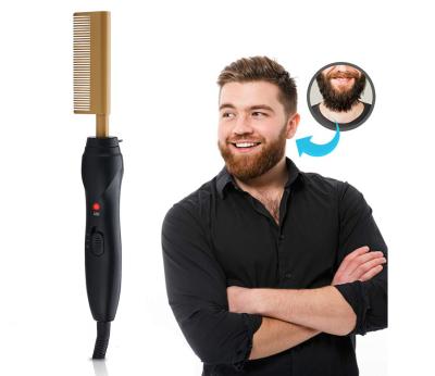 China Commercial Custom Hot Ceramic Comb Men Beard Hair Straightener Electric Ionic Brush Temperature 180-200 for sale