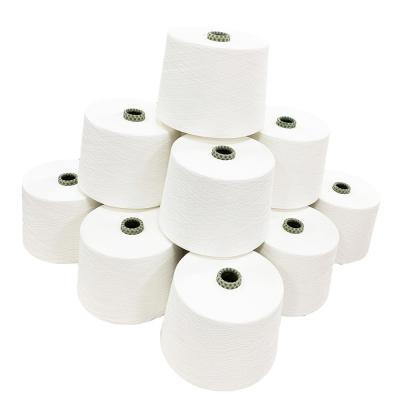 China Knitting Weaving Raw White Ne40s/1 Siro Compact Yarn GRS 60% Recycled PET for sale