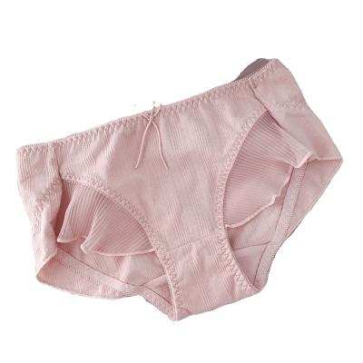 China Buttocks Mid Waistband Cotton Antibacterial Custom Bowknot Jacquard Stripe Solid Color Contracted And Soft Underwear for sale