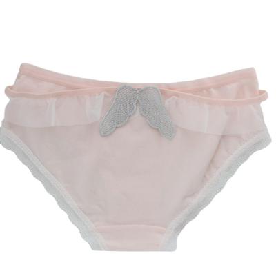 China Custom Antibacterial Bud Three-Dimensional Silk Bowknot Cotton Buttocks Medium Panties For Girls for sale