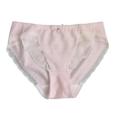 China Antibacterial Custom Lightweight Sheer Color Chiffon Cotton Nail Pearl Bow Lady Soft Midwaist Underwear for sale