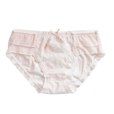 China Light silk and cotton bud side bowknot mid-waist sliding antibacterial physiological underwear for sale