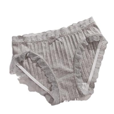 China Antibacterial pure color YUN yarn cotton lace waist edge soft pants the new hanger to tie single midwaist briefs for sale