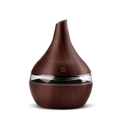 China Household Wholesale Portable Design USB 300ml Dark Wood Aroma Diffuser With Light for sale