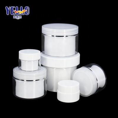 China Personal Skin Care Packaging 8oz 250g Round Wall PET Empty Round Cosmetic Double Jars PP Plastic Cover Cap Face Cream Jars Jar for sale