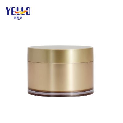 China Golden Personal Skin Care Packaging Cosmetic Jar 200g Double Wall PS Face Plastic Cream Container for sale