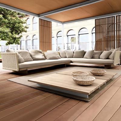 China Modern Outdoor Teak Sofa Set with Table for Outdoor Garden Patio Garden Villa Sofa for sale