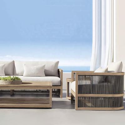 China UV Resistant Home Office Sofa Set Furniture Garden Modern Outdoor Wooden Sofa Set Luxury Wooden Sofa Set for sale