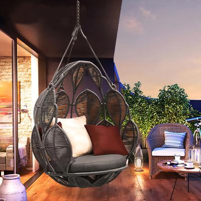 China New Modern Style Outdoor Hanging Sofa Seat Aluminum Frame Wicker Weave Balcony Swing Chair for sale