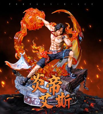 China ONE PIECE Stock Number Glowing Portgas D Ace Fighting Model Decoraive OEM GK Anime Fire Fist Statue for sale