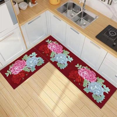 China Washable 2 In a Set Water Absorbing Cute Cartoon Kitchen Mat Set Floor Mat For Kichen for sale