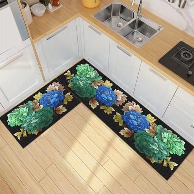 China Washable Fashionable Soft Microfiber Anti Slip Kitchen Floor Mat Set Kitchen Mat Waterproof for sale