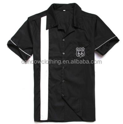 China Wholesale Custom Plus Size Party Club Clothes Button Up Route 66 Embroidery Casual Men's Shirts for sale