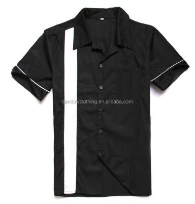 China 1950s Anti-pilling Cotton Woven Fabric Black White Fashion Men's Casual Shirts Manufacturer for sale